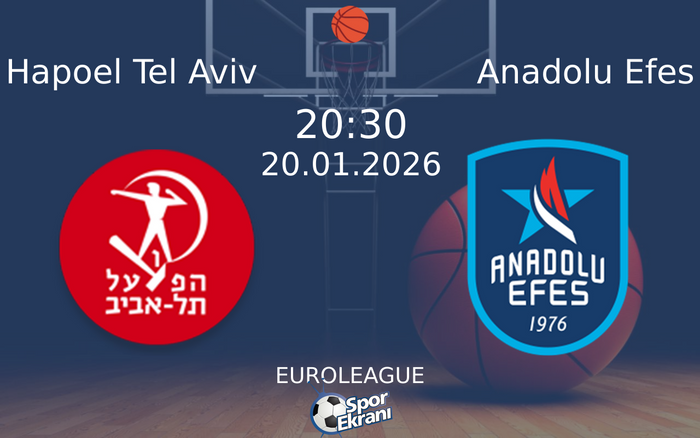 20 Ocak 2026 Hapoel Tel Aviv vs Anadolu Efes maçı Hangi Kanalda Saat Kaçta Yayınlanacak? 20 Ocak 2026 Hapoel Tel Aviv vs Anadolu Efes maçı Hangi Kanalda Saat Kaçta Yayınlanacak?