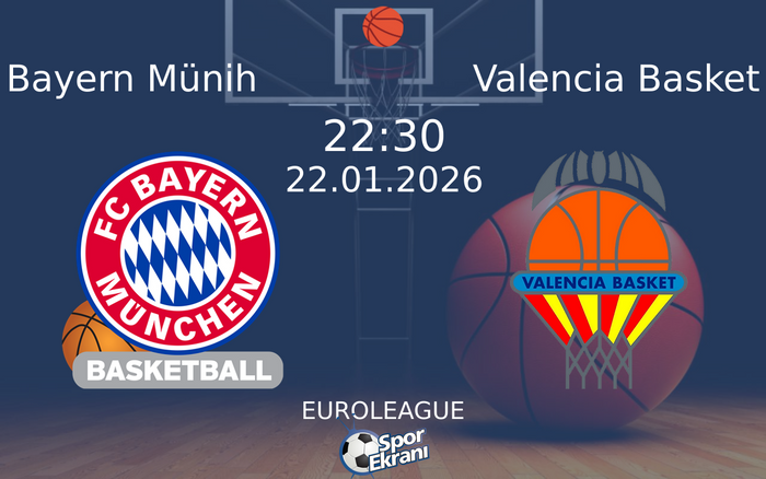 22 Ocak 2026 Bayern Münih vs Valencia Basket maçı Hangi Kanalda Saat Kaçta Yayınlanacak? 22 Ocak 2026 Bayern Münih vs Valencia Basket maçı Hangi Kanalda Saat Kaçta Yayınlanacak?
