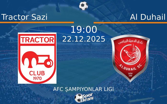 22 Aralık 2025 Tractor Sazi vs Al Duhail maçı Hangi Kanalda Saat Kaçta Yayınlanacak? 22 Aralık 2025 Tractor Sazi vs Al Duhail maçı Hangi Kanalda Saat Kaçta Yayınlanacak?