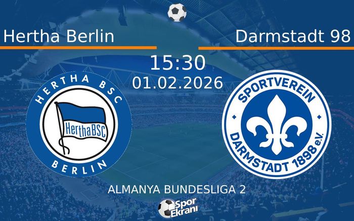 01 Şubat 2026 Hertha Berlin vs Darmstadt 98 maçı Hangi Kanalda Saat Kaçta Yayınlanacak? 01 Şubat 2026 Hertha Berlin vs Darmstadt 98 maçı Hangi Kanalda Saat Kaçta Yayınlanacak?