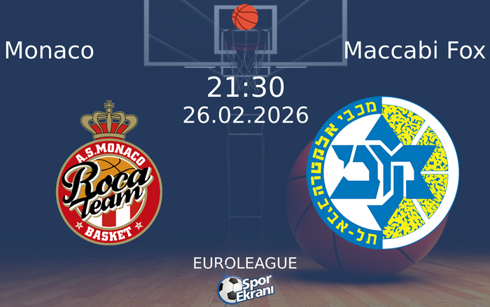 26 Şubat 2026 Monaco vs Maccabi Fox maçı Hangi Kanalda Saat Kaçta Yayınlanacak? 26 Şubat 2026 Monaco vs Maccabi Fox maçı Hangi Kanalda Saat Kaçta Yayınlanacak?