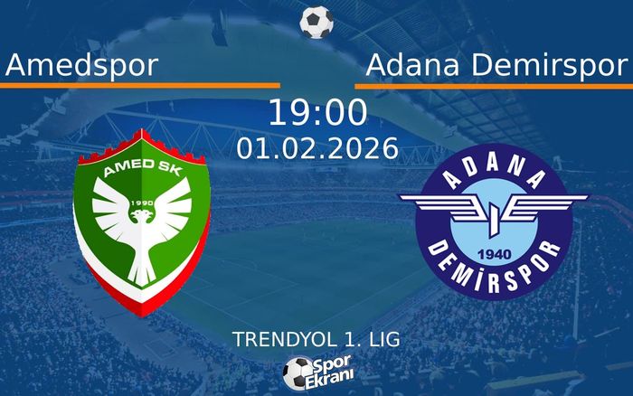 01 Şubat 2026 Amedspor vs Adana Demirspor maçı Hangi Kanalda Saat Kaçta Yayınlanacak? 01 Şubat 2026 Amedspor vs Adana Demirspor maçı Hangi Kanalda Saat Kaçta Yayınlanacak?