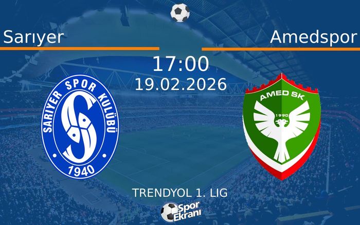 19 Şubat 2026 Sarıyer vs Amedspor maçı Hangi Kanalda Saat Kaçta Yayınlanacak? 19 Şubat 2026 Sarıyer vs Amedspor maçı Hangi Kanalda Saat Kaçta Yayınlanacak?