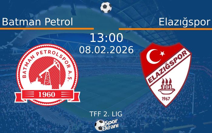 08 Şubat 2026 Batman Petrol vs Elazığspor maçı Hangi Kanalda Saat Kaçta Yayınlanacak? 08 Şubat 2026 Batman Petrol vs Elazığspor maçı Hangi Kanalda Saat Kaçta Yayınlanacak?