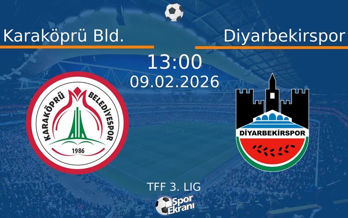 09 Şubat 2026 Karaköprü Bld. vs Diyarbekirspor maçı Hangi Kanalda Saat Kaçta Yayınlanacak? 09 Şubat 2026 Karaköprü Bld. vs Diyarbekirspor maçı Hangi Kanalda Saat Kaçta Yayınlanacak?
