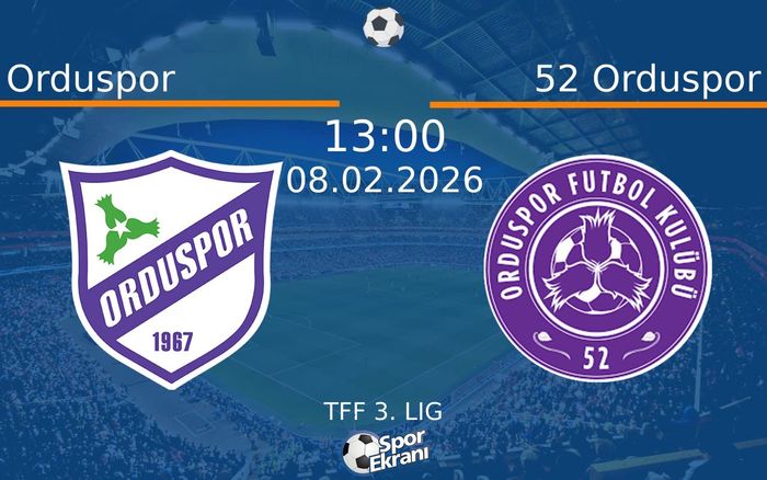 08 Şubat 2026 Orduspor vs 52 Orduspor maçı Hangi Kanalda Saat Kaçta Yayınlanacak? 08 Şubat 2026 Orduspor vs 52 Orduspor maçı Hangi Kanalda Saat Kaçta Yayınlanacak?