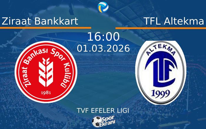 01 Mart 2026 Ziraat Bankkart vs TFL Altekma maçı Hangi Kanalda Saat Kaçta Yayınlanacak? 01 Mart 2026 Ziraat Bankkart vs TFL Altekma maçı Hangi Kanalda Saat Kaçta Yayınlanacak?