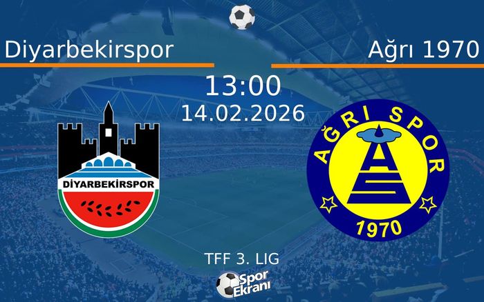14 Şubat 2026 Diyarbekirspor vs Ağrı 1970 maçı Hangi Kanalda Saat Kaçta Yayınlanacak? 14 Şubat 2026 Diyarbekirspor vs Ağrı 1970 maçı Hangi Kanalda Saat Kaçta Yayınlanacak?