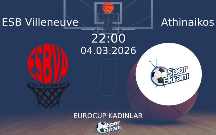 04 Mart 2026 ESB Villeneuve vs Athinaikos maçı Hangi Kanalda Saat Kaçta Yayınlanacak?