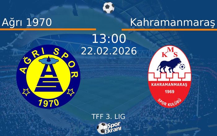 22 Şubat 2026 Ağrı 1970 vs Kahramanmaraş maçı Hangi Kanalda Saat Kaçta Yayınlanacak? 22 Şubat 2026 Ağrı 1970 vs Kahramanmaraş maçı Hangi Kanalda Saat Kaçta Yayınlanacak?