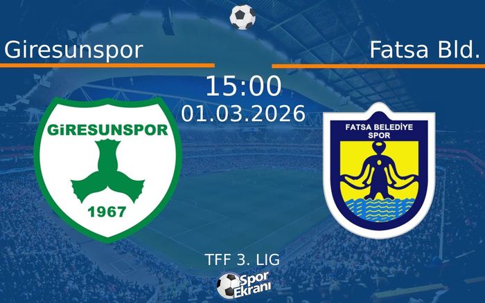 01 Mart 2026 Giresunspor vs Fatsa Bld. maçı Hangi Kanalda Saat Kaçta Yayınlanacak? 01 Mart 2026 Giresunspor vs Fatsa Bld. maçı Hangi Kanalda Saat Kaçta Yayınlanacak?