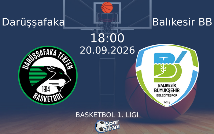 20 Eylül 2026 Darüşşafaka vs Balıkesir BB maçı Hangi Kanalda Saat Kaçta Yayınlanacak?