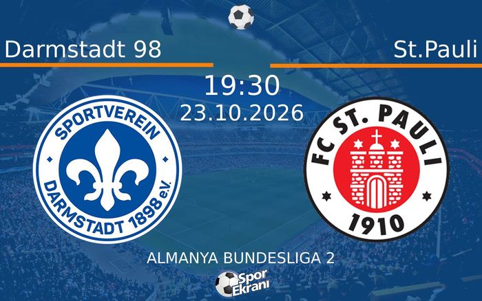 23 Ekim 2026 Darmstadt 98 vs St.Pauli maçı Hangi Kanalda Saat Kaçta Yayınlanacak? 23 Ekim 2026 Darmstadt 98 vs St.Pauli maçı Hangi Kanalda Saat Kaçta Yayınlanacak?