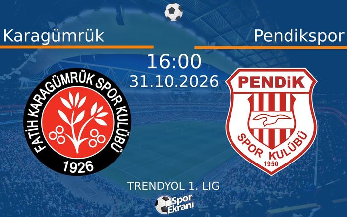 31 Ekim 2026 Karagümrük vs Pendikspor maçı Hangi Kanalda Saat Kaçta Yayınlanacak? 31 Ekim 2026 Karagümrük vs Pendikspor maçı Hangi Kanalda Saat Kaçta Yayınlanacak?