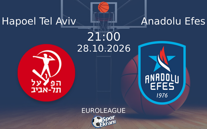 28 Ekim 2026 Hapoel Tel Aviv vs Anadolu Efes maçı Hangi Kanalda Saat Kaçta Yayınlanacak?