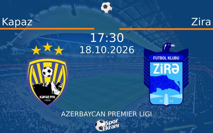 Kapaz vs Zira maçı Hangi Kanalda Saat Kaçta Yayınlanacak? | 18 Ekim 2026 Kapaz vs Zira maçı Hangi Kanalda Saat Kaçta Yayınlanacak? | 18 Ekim 2026