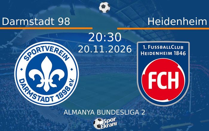 Darmstadt 98 vs Heidenheim maçı Hangi Kanalda Saat Kaçta Yayınlanacak? | 20 Kasım 2026
